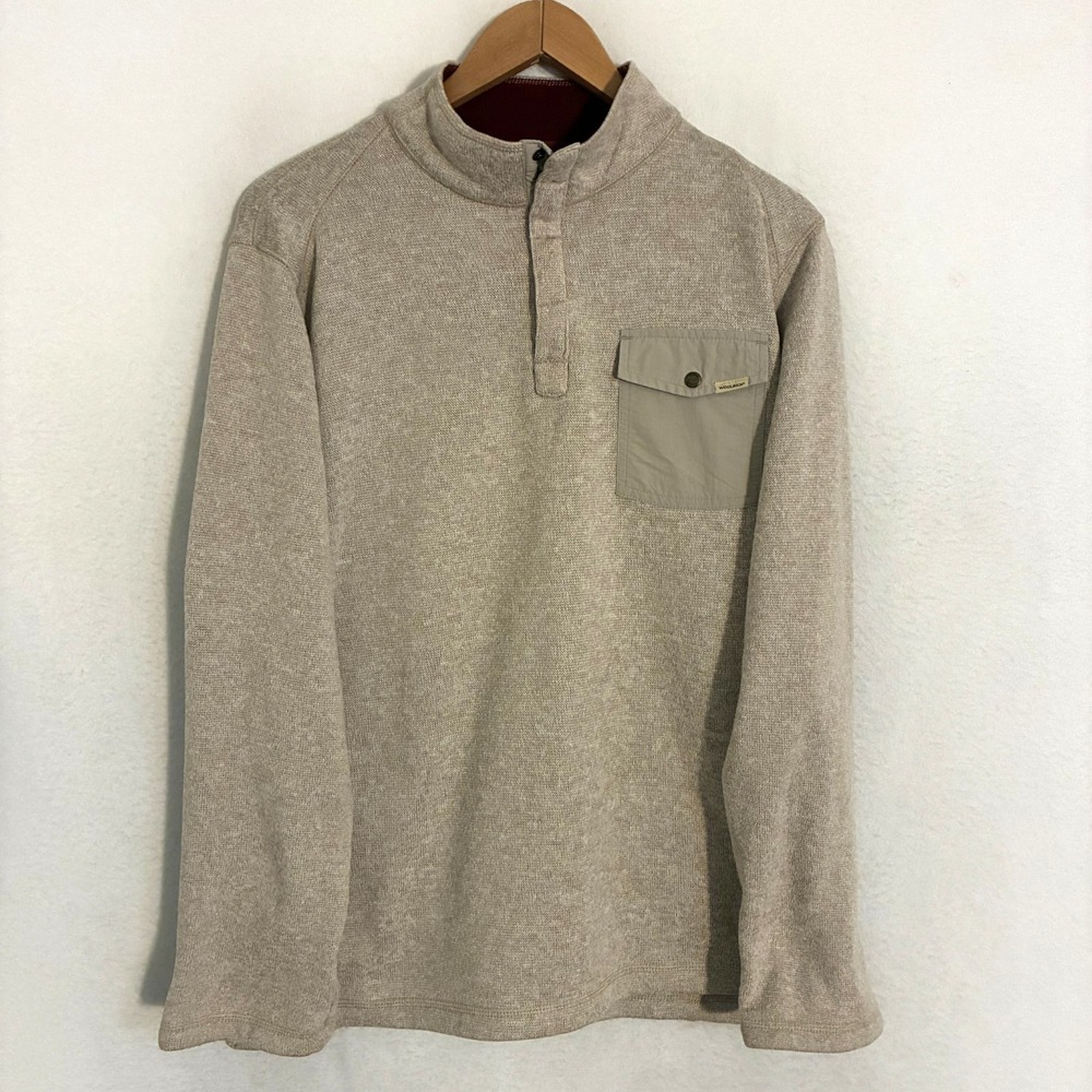 Woolrich 1/4 Snap Pullover Men XL Oatmeal Gorpcore Hiking Outdoor Better Sweater